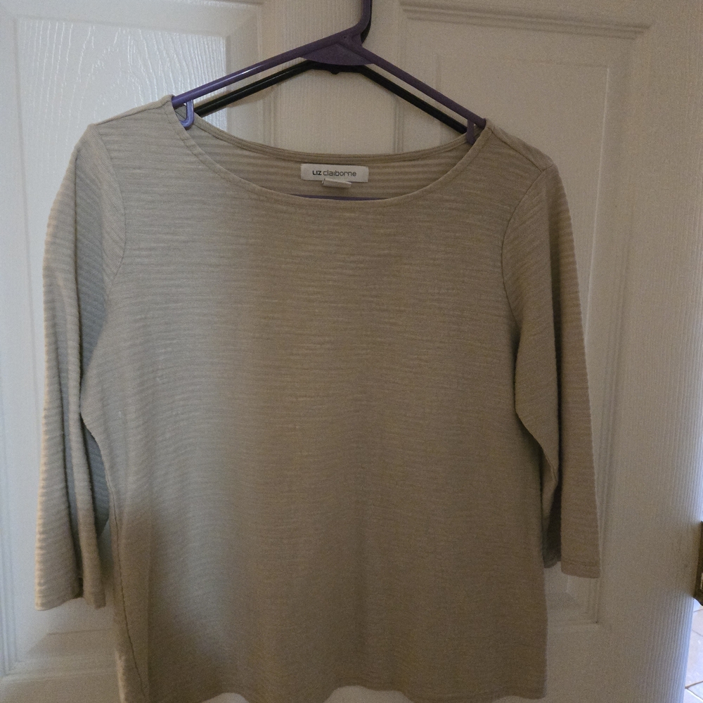 Liz Claiborne Beige Striped Top
